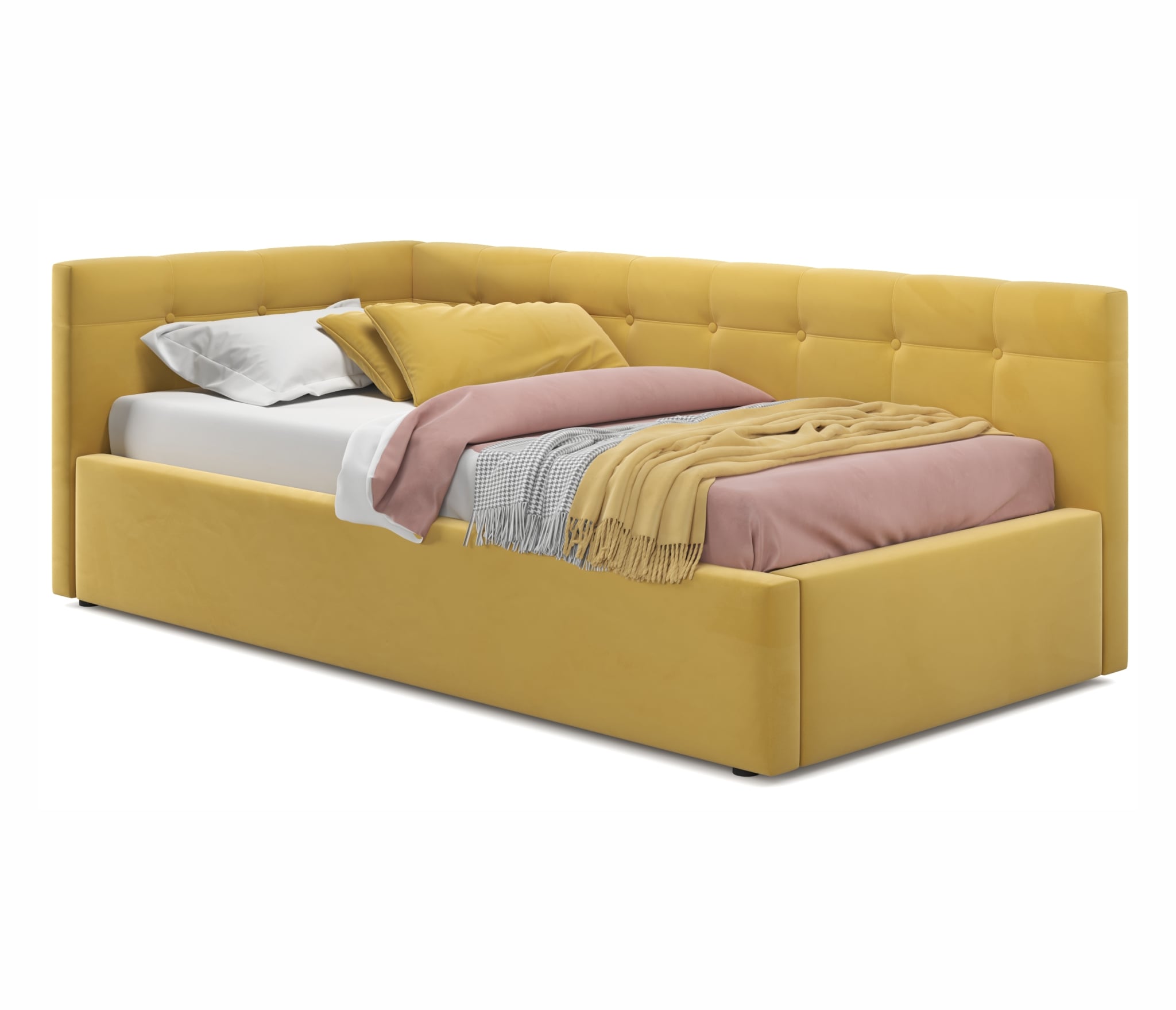 Купить односпальная кровать-тахта bonna 900 желтая с подъемным механизмом | ZEPPELIN MOBILI
