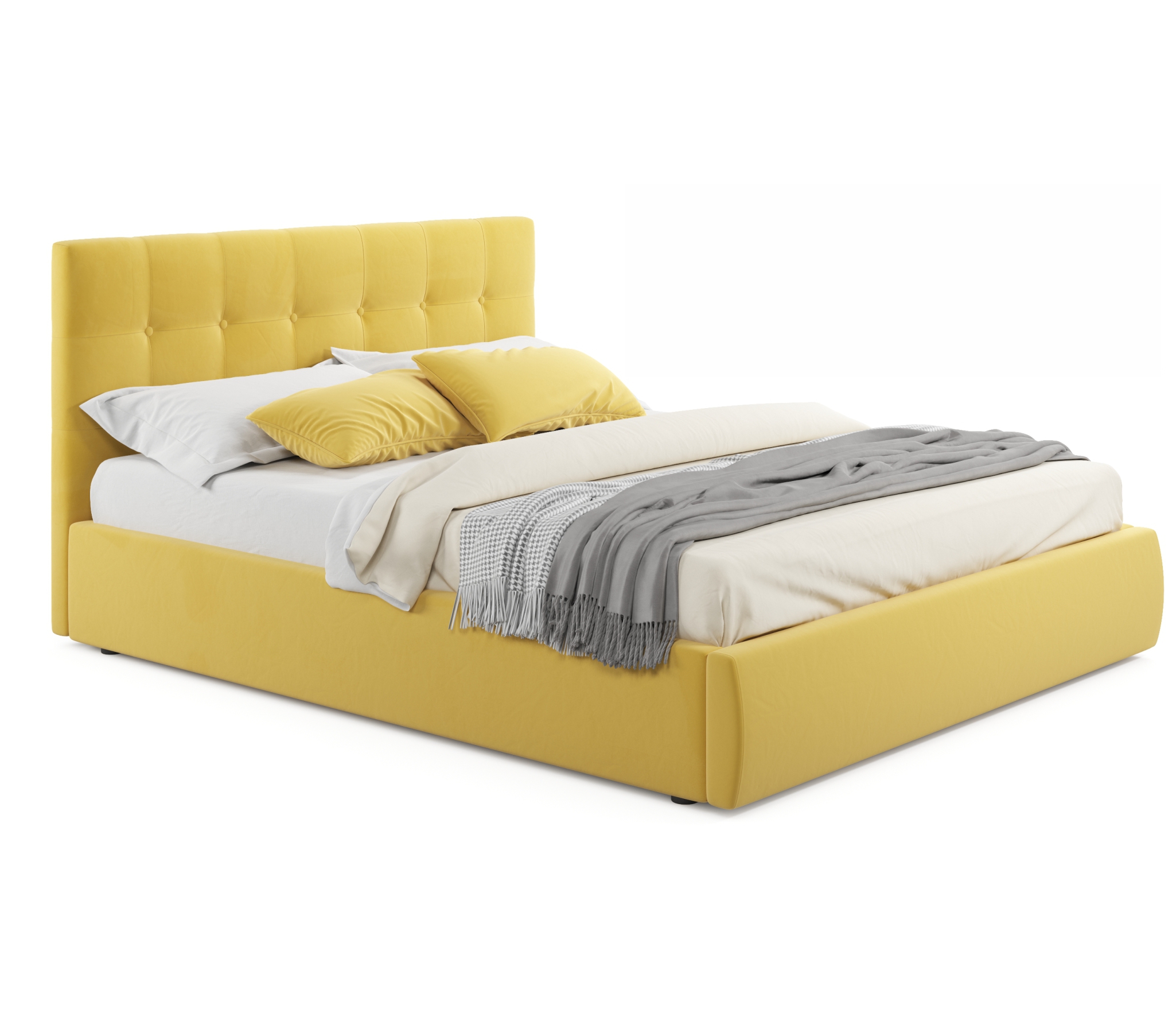 Купить мягкая кровать "selesta" 1400 желтая с матрасом promo b cocos с подъемным механизмом | ZEPPELIN MOBILI
