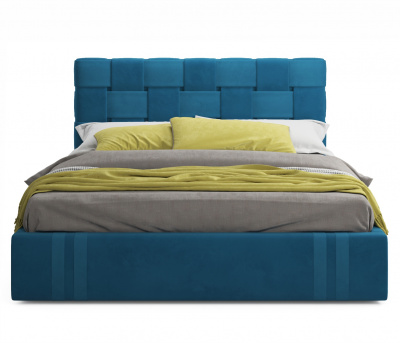 Купить мягкая кровать tiffany 1600 синяя с ортопедическим основанием с матрасом астра | МебельСТОК