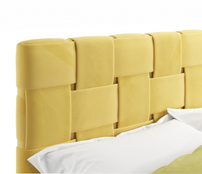 Купить мягкая кровать tiffany 1600 желтая с ортопедическим основанием с матрасом promo b cocos | МебельСТОК