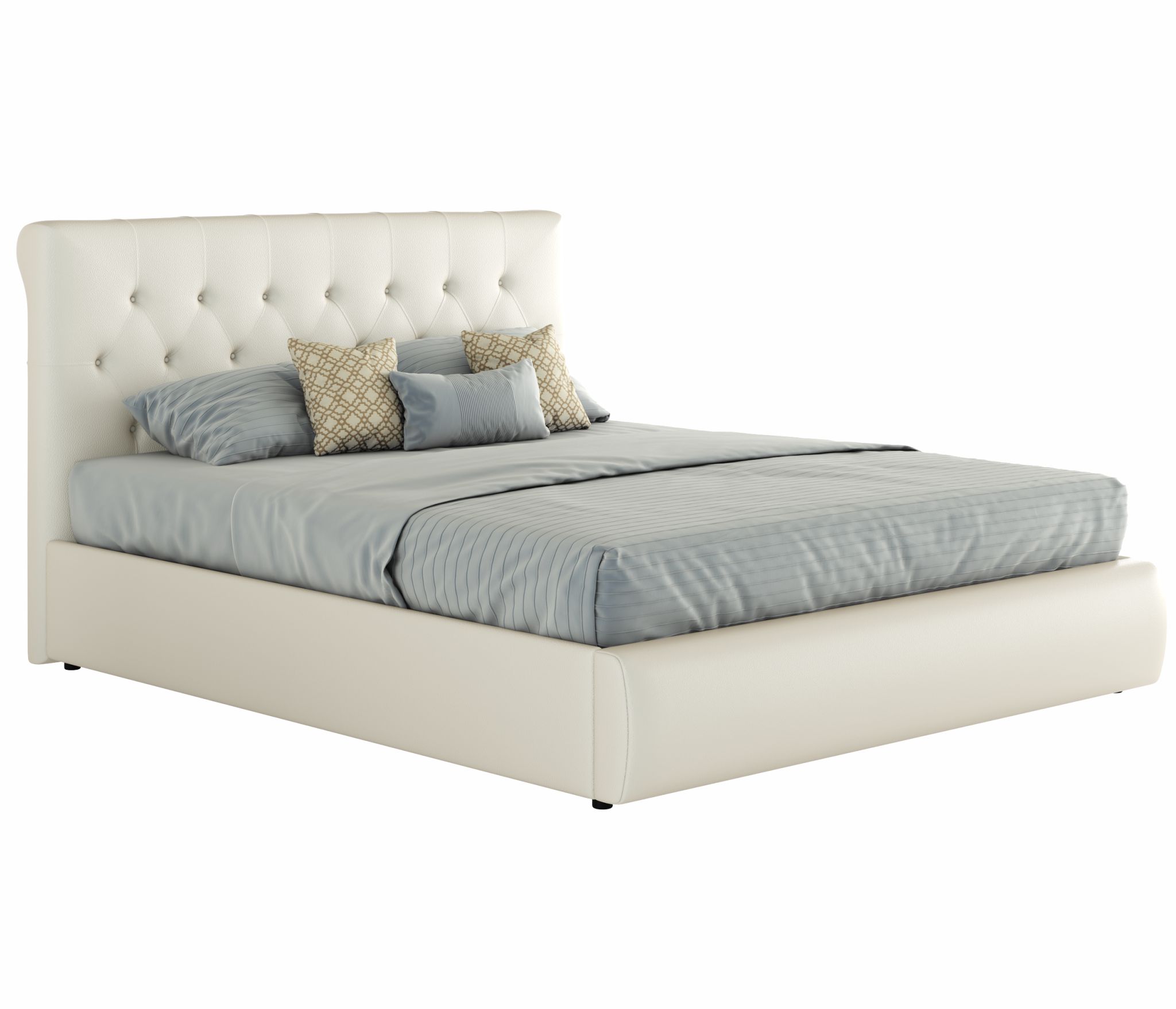 Мягкая интерьерная кровать "Амели" 1400 белая с матрасом ГОСТ | МебельСТОК