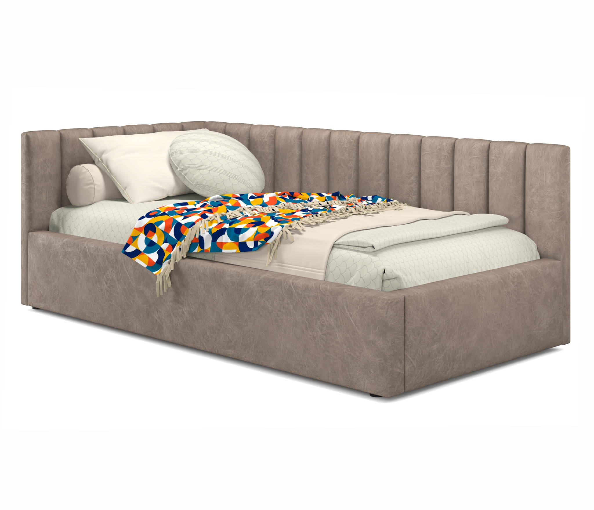 Купить мягкая кровать milena 900 кожа латте с подъемным механизмом | МебельСТОК