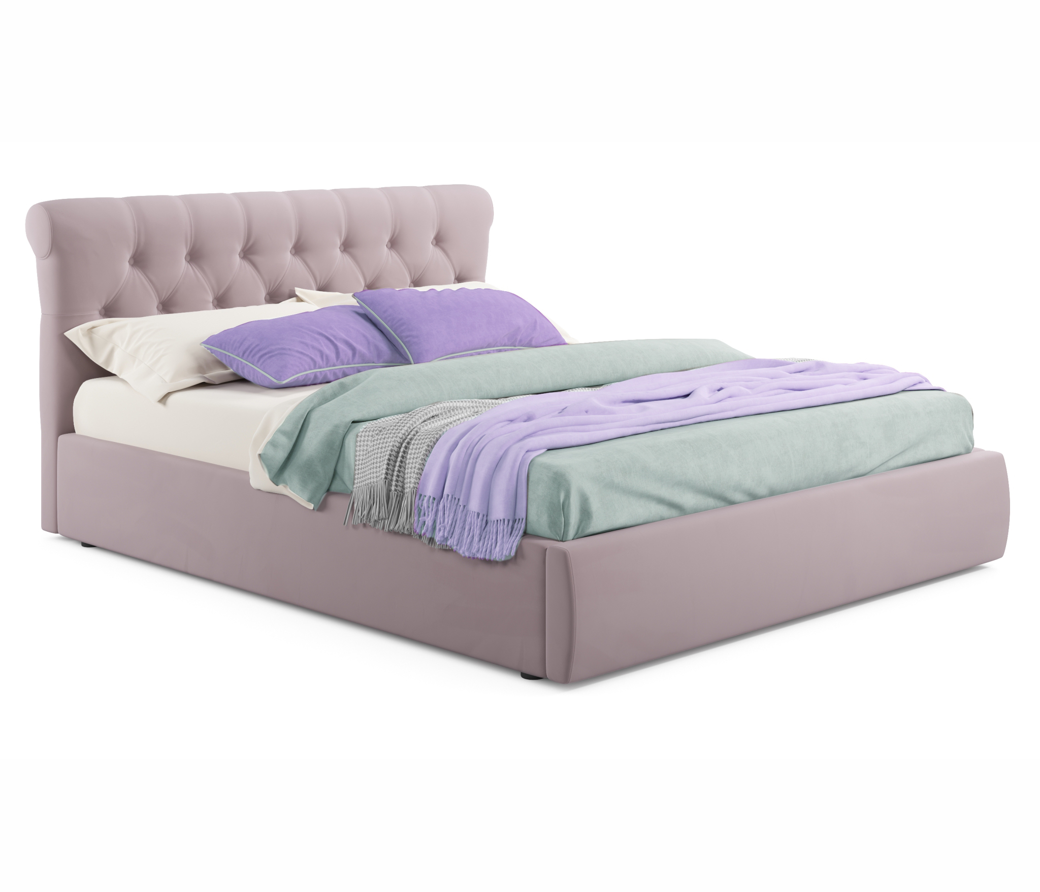 Купить мягкая кровать ameli 1400 лиловая с ортопедическим основанием | МебельСТОК