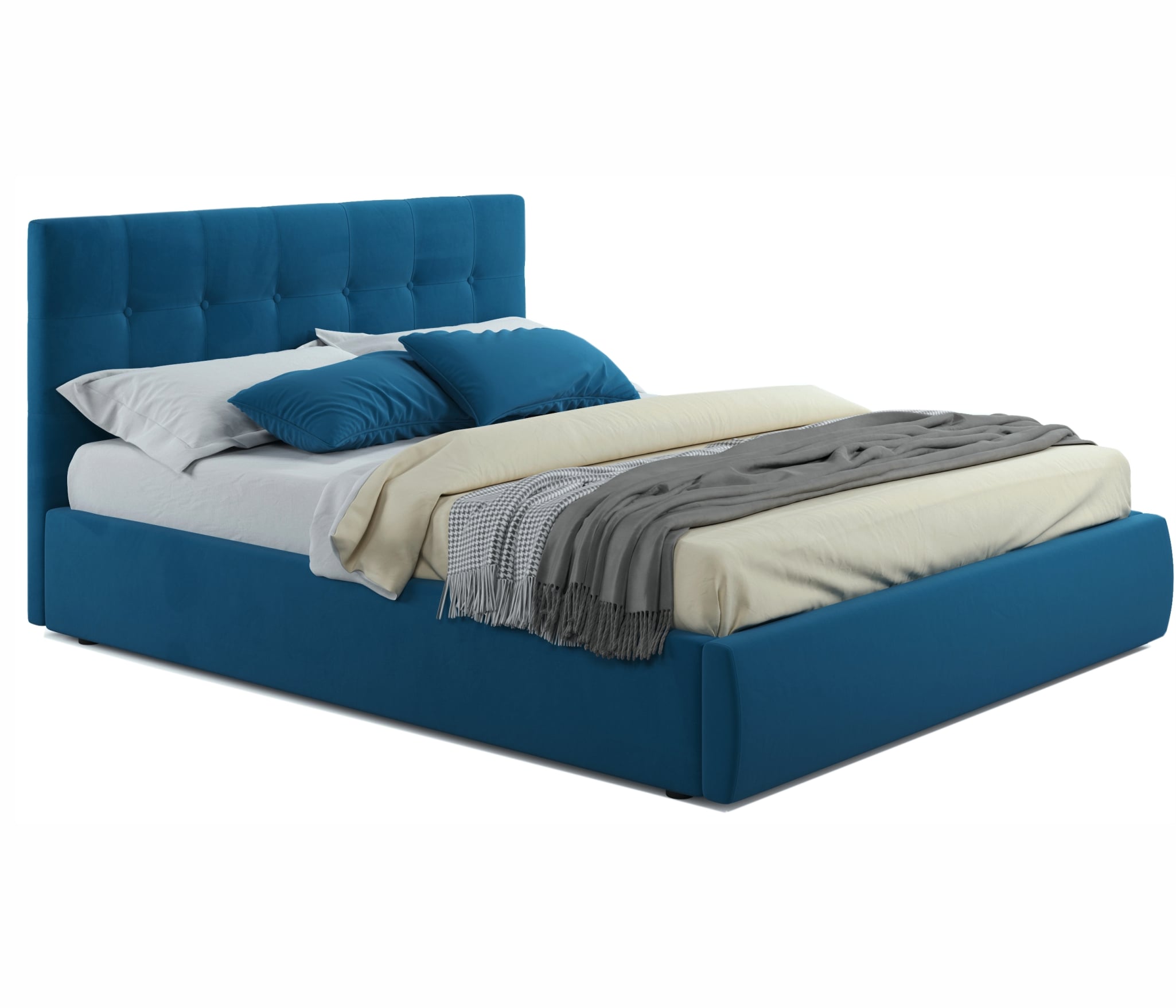 Купить мягкая кровать "selesta" 1400 синяя с матрасом promo b cocos с подъемным механизмом | ZEPPELIN MOBILI