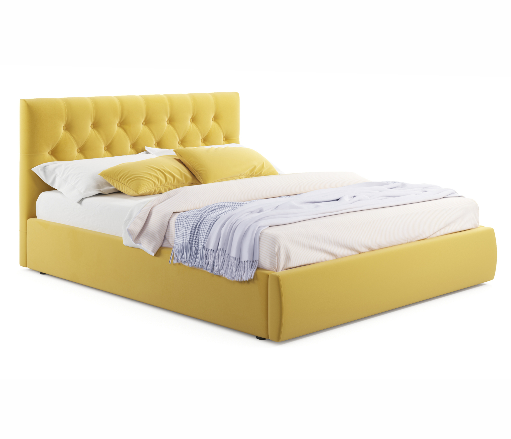 Купить мягкая кровать verona 1600 желтая с ортопедическим основанием | МебельСТОК
