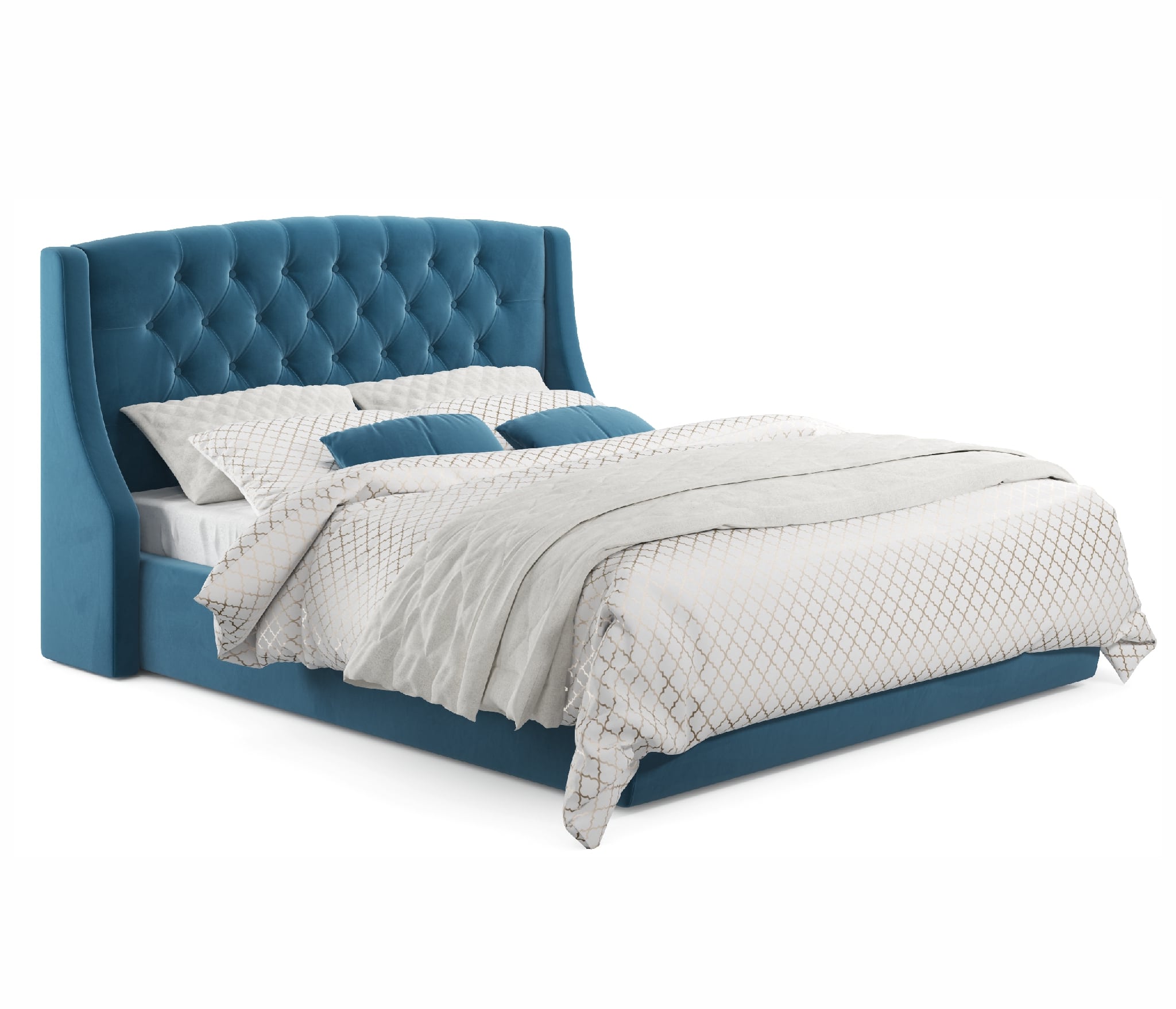Купить мягкая кровать "stefani" 1400 синяя с подъемным механизмом с орт.матрасом астра | ZEPPELIN MOBILI