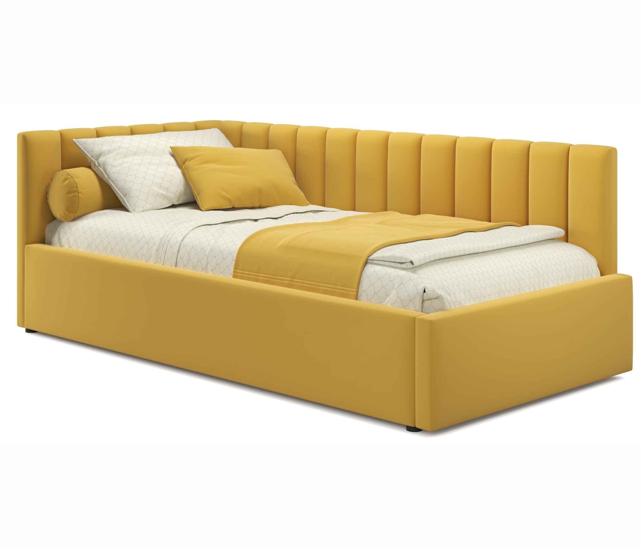 Купить мягкая кровать milena 900 желтая с подъемным механизмом | МебельСТОК