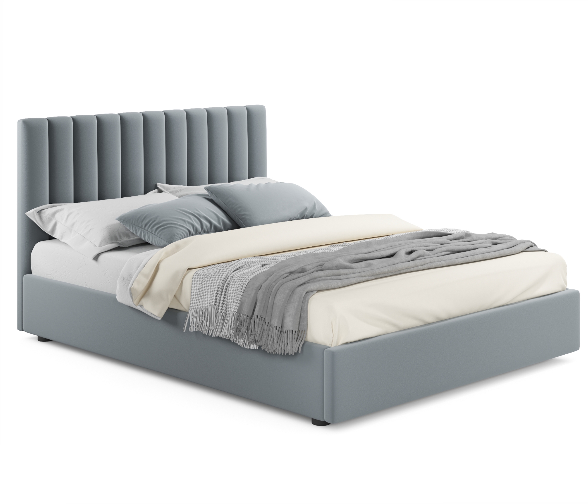 Купить мягкая кровать olivia 1400 серая с подъемным механизмом | МебельСТОК