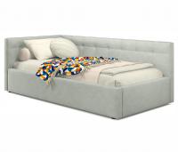 Купить односпальная кровать-тахта bonna 900 кожа серый с подъемным механизмом | МебельСТОК