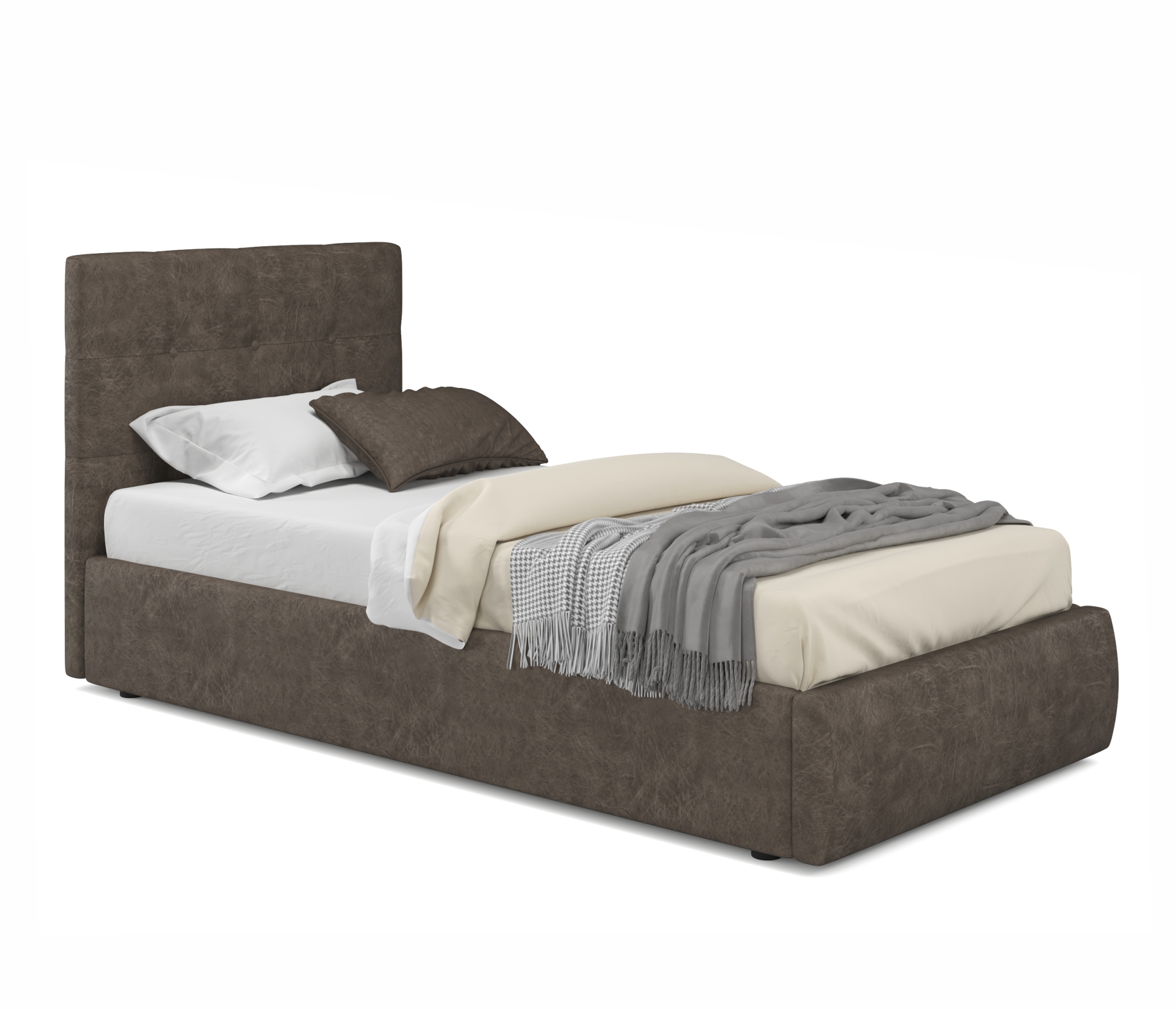 Купить мягкая кровать selesta 900 кожа брауни с подъемным механизмом с матрасом promo b cocos | МебельСТОК