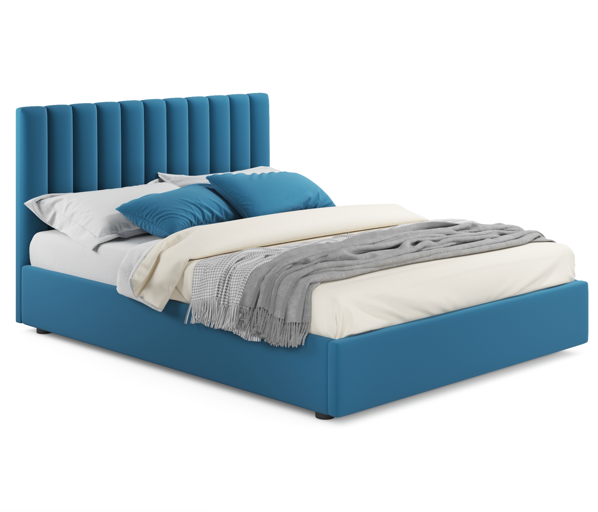 Купить мягкая кровать olivia 1400 синяя с подъемным механизмом | МебельСТОК