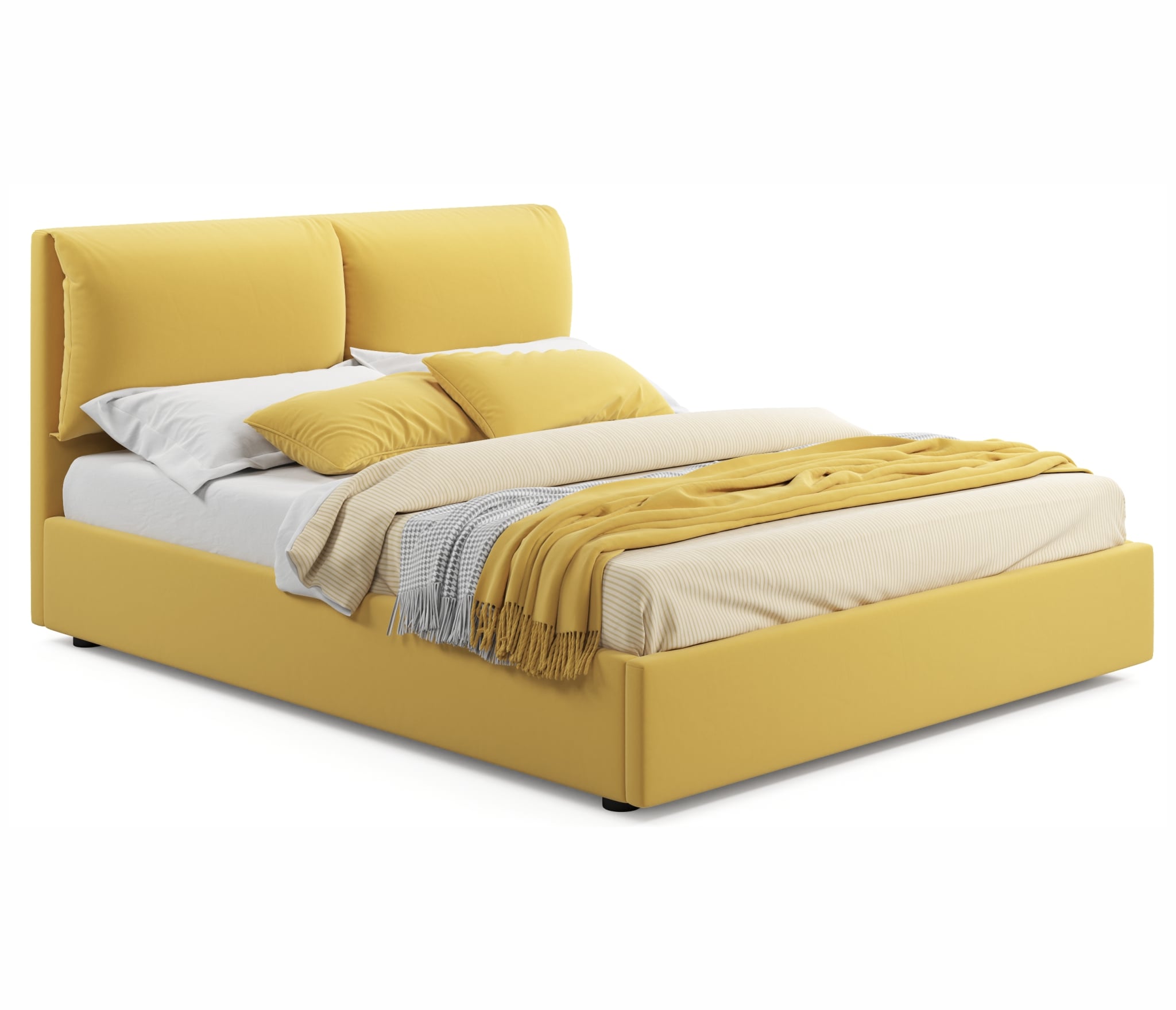 Купить мягкая кровать vita 1600 желтая с подъемным механизмом | МебельСТОК