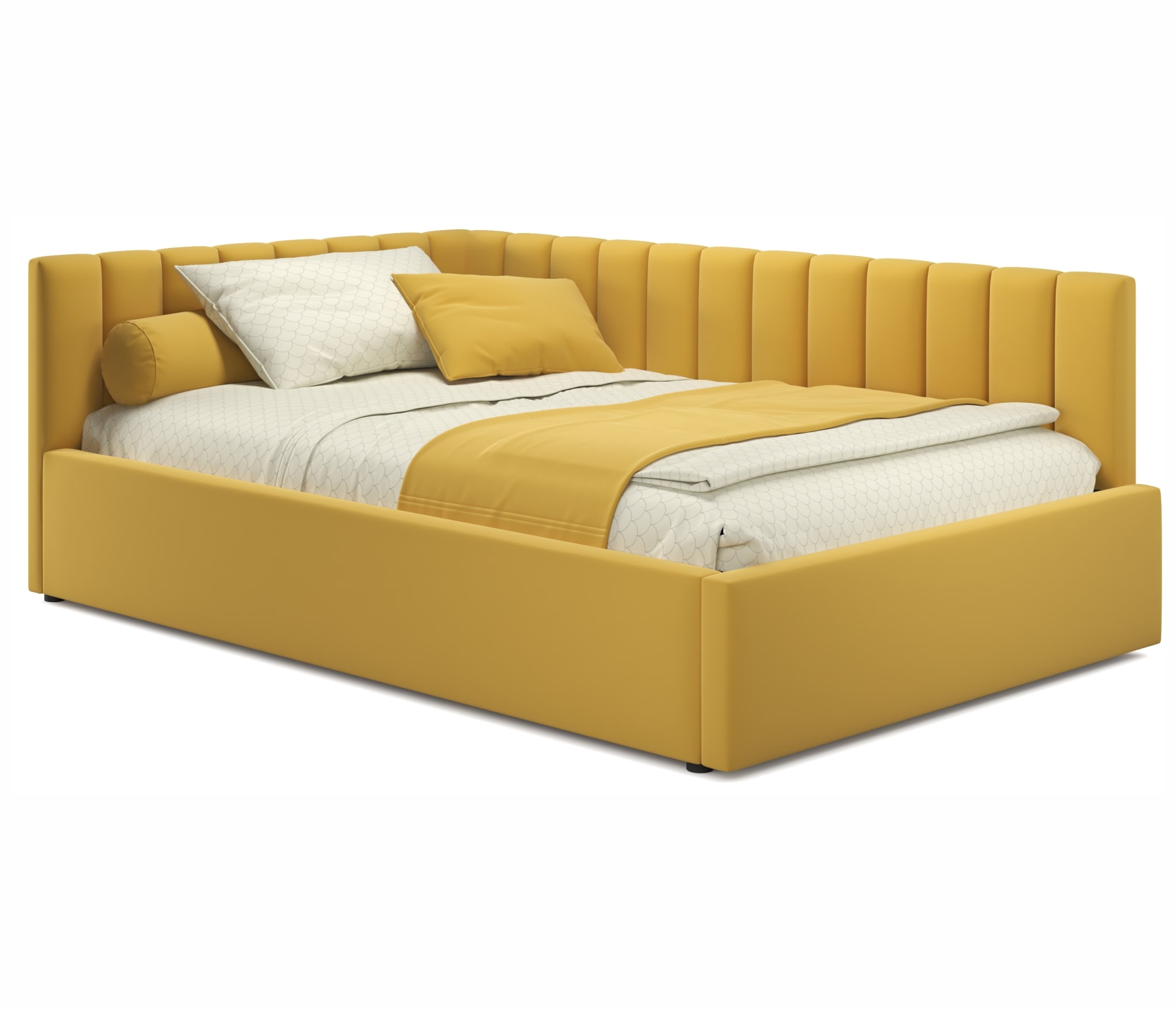 Купить мягкая кровать milena 1200 желтая с ортопедическим основанием | МебельСТОК