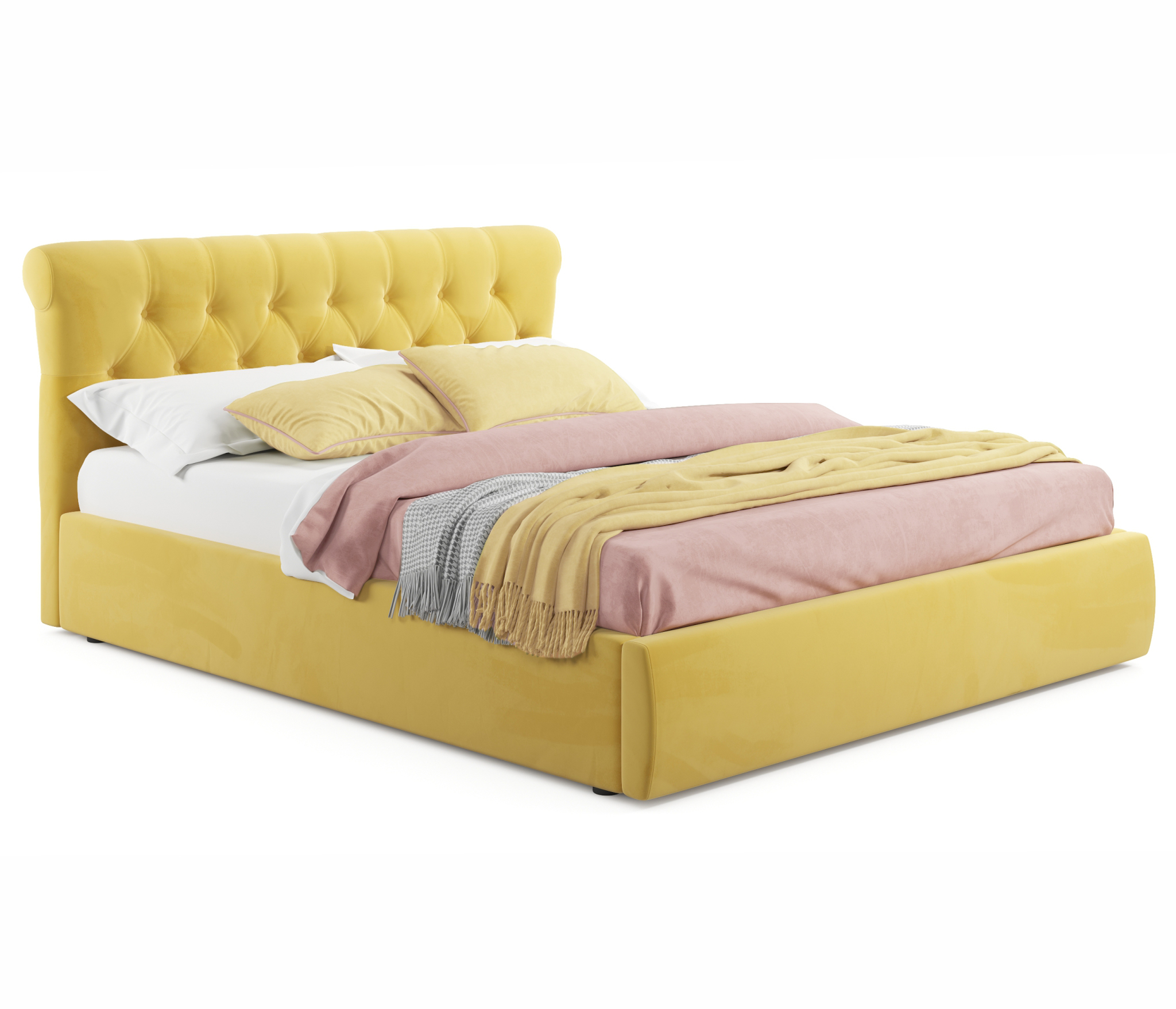 Купить мягкая кровать ameli 1800 желтая с ортопедическим основанием | МебельСТОК
