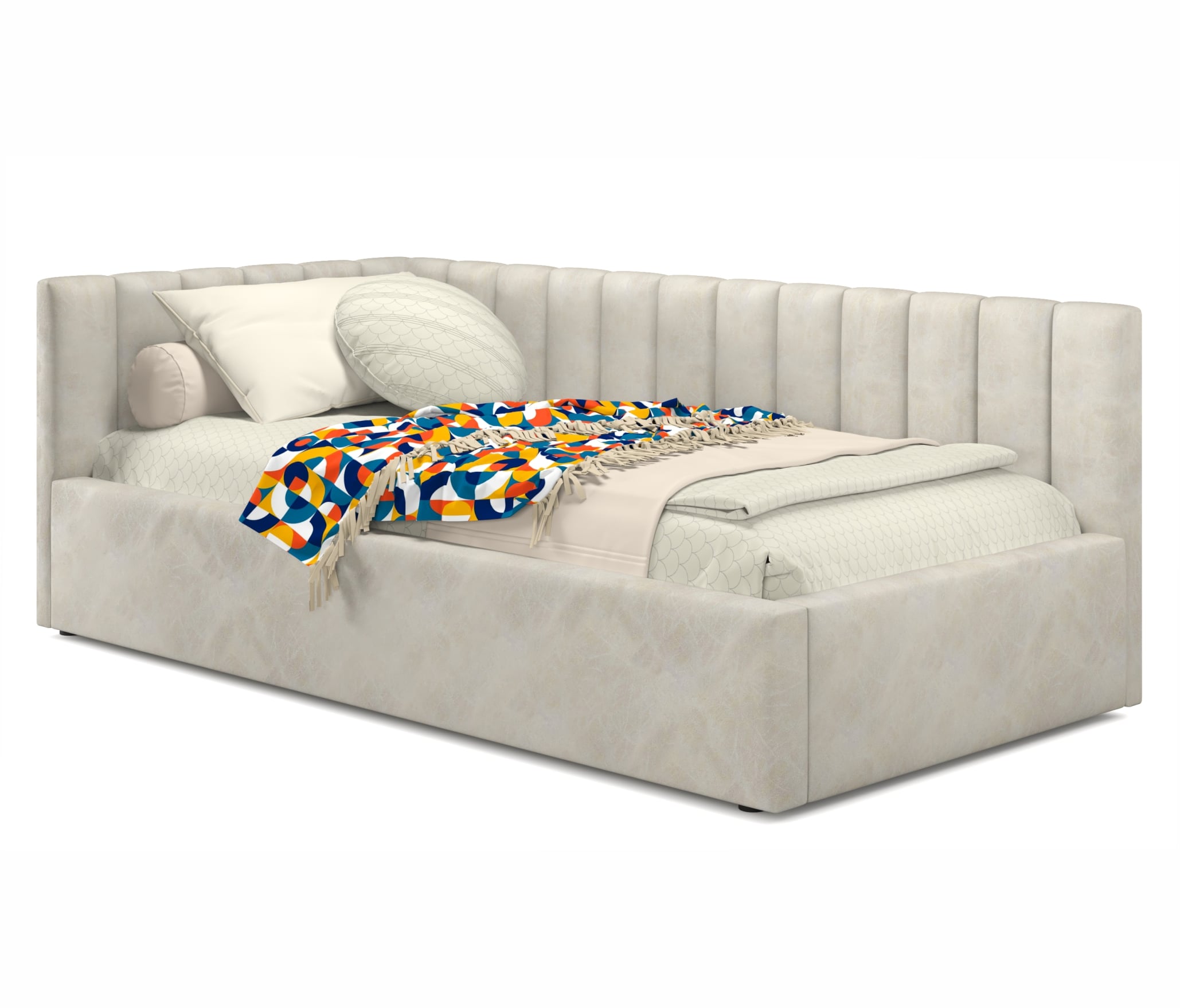 Купить мягкая кровать milena 900 кожа кремовый с ортопедическим основанием | МебельСТОК