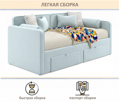 Купить мягкая кровать эмили 900 c ящиками мята пастель | МебельСТОК