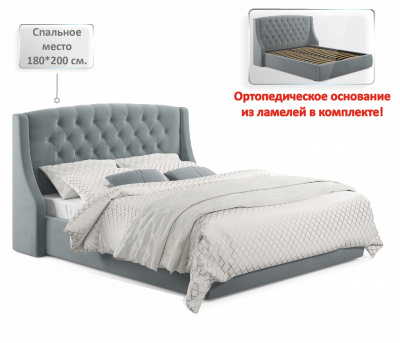 Купить мягкая кровать "stefani" 1800 серая с ортопед. основанием с матрасом астра | ZEPPELIN MOBILI