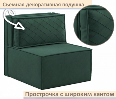 Мягкое дизайнерское кресло-кровать Слайд/Slide изумруд
