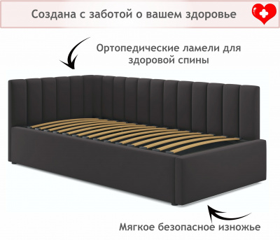 Купить мягкая кровать milena 900 шоколад с подъемным механизмом и матрасом promo b cocos | МебельСТОК