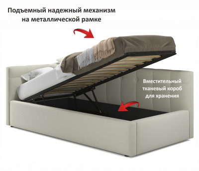 Купить односпальная кровать-тахта colibri 800 беж ткань с подъемным механизмом | МебельСТОК