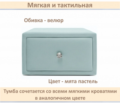 Мягкая прикроватная навесная тумба Mild мята пастель