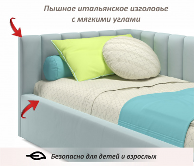 Купить мягкая кровать milena 900 мята пастель с подъемным механизмом | МебельСТОК