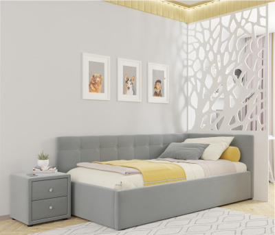 Купить односпальная кровать-тахта colibri 800 серая с подъемным механизмом | МебельСТОК