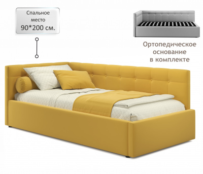 Купить односпальная кровать-тахта bonna 900 желтая ортопед.основание | ZEPPELIN MOBILI