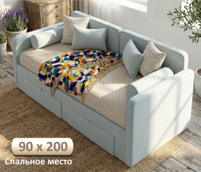 Купить мягкая кровать эмили 900 c ящиками мята пастель | МебельСТОК