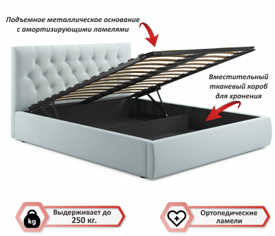 Купить мягкая кровать с тумбами verona 1600 мята пастель с подъемным механизмом | МебельСТОК