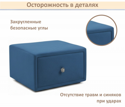 Мягкая прикроватная навесная тумба Mild синяя