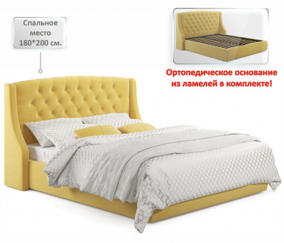 Купить мягкая кровать "stefani" 1800 желтая с ортопед. основанием с матрасом promo b cocos | ZEPPELIN MOBILI