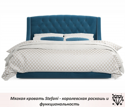 Купить мягкая кровать "stefani" 1800 синяя с ортопед. основанием с матрасом promo b cocos | ZEPPELIN MOBILI