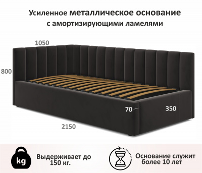 Купить мягкая кровать milena с бортиком 900 темная с подъемным механизмом | МебельСТОК
