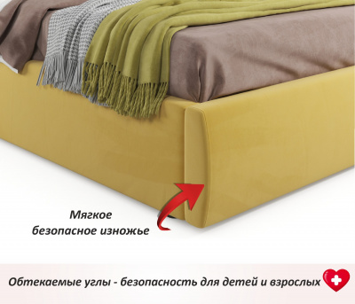 Купить мягкая кровать "stefani" 1800 желтая с ортопед. основанием с матрасом promo b cocos | ZEPPELIN MOBILI