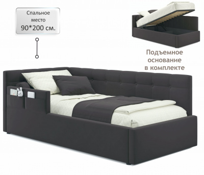 Купить односпальная кровать-тахта bonna 900 с защитным бортиком шоколад и подъемным механизмом | МебельСТОК