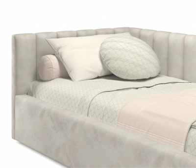 Купить мягкая кровать milena 900 кожа кремовый с подъемным механизмом | МебельСТОК