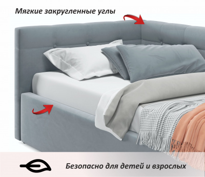 Купить односпальная кровать-тахта bonna 900 серая с подъемным механизмом и матрасом гост | ZEPPELIN MOBILI