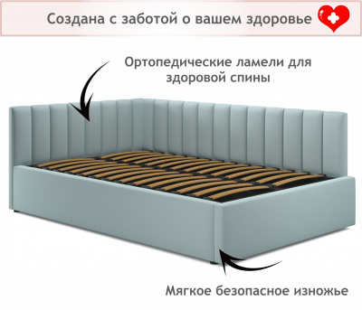 Купить мягкая кровать milena 1200 мята пастель с подъемным механизмом | МебельСТОК