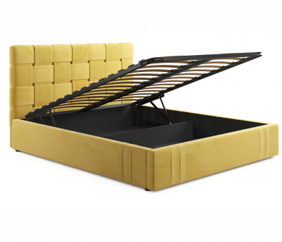 Купить мягкая кровать tiffany 1600 желтая с подъемным механизмом | МебельСТОК