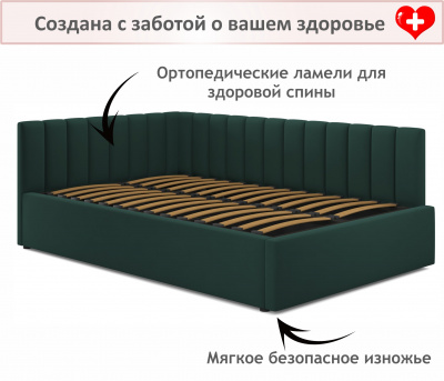 Купить мягкая кровать milena 1200 изумруд с ортопедическим основанием | МебельСТОК