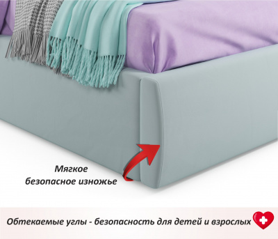 Купить мягкая кровать "stefani" 1600 мята пастель с подъемным механизмом с орт.матрасом promo b cocos | МебельСТОК