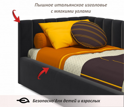 Купить мягкая кровать milena 900 темная с подъемным механизмом и матрасом promo b cocos | МебельСТОК