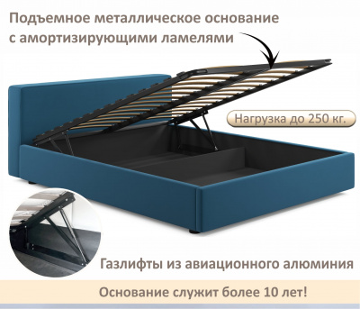 Купить мягкая кровать skandi 1600 синяя с подъемным механизмом | МебельСТОК
