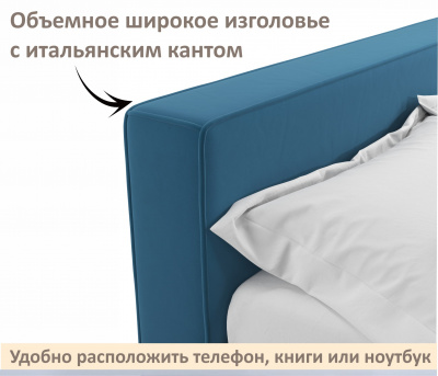 Купить мягкая кровать skandi 1600 синяя с подъемным механизмом | МебельСТОК