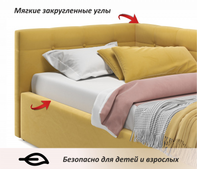 Купить односпальная кровать-тахта bonna 900 желтая с подъемным механизмом и матрасом астра | ZEPPELIN MOBILI