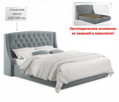 Купить мягкая кровать "stefani" 1400 серая с ортопед. основанием | ZEPPELIN MOBILI