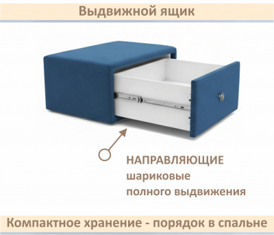 Мягкая прикроватная навесная тумба Mild синяя