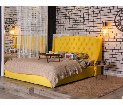 Купить мягкая кровать "stefani" 1600 желтая с подъемным механизмом с орт.матрасом promo b cocos | ZEPPELIN MOBILI