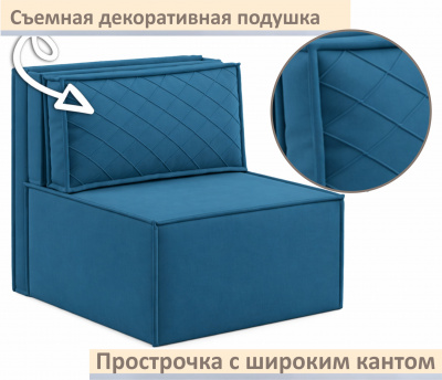Мягкое дизайнерское кресло-кровать Слайд/Slide синий